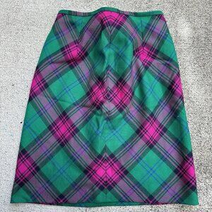 Vintage Jones New York Knee Length 100% Wool Skirt Womens 10 Petite 26" Plaid